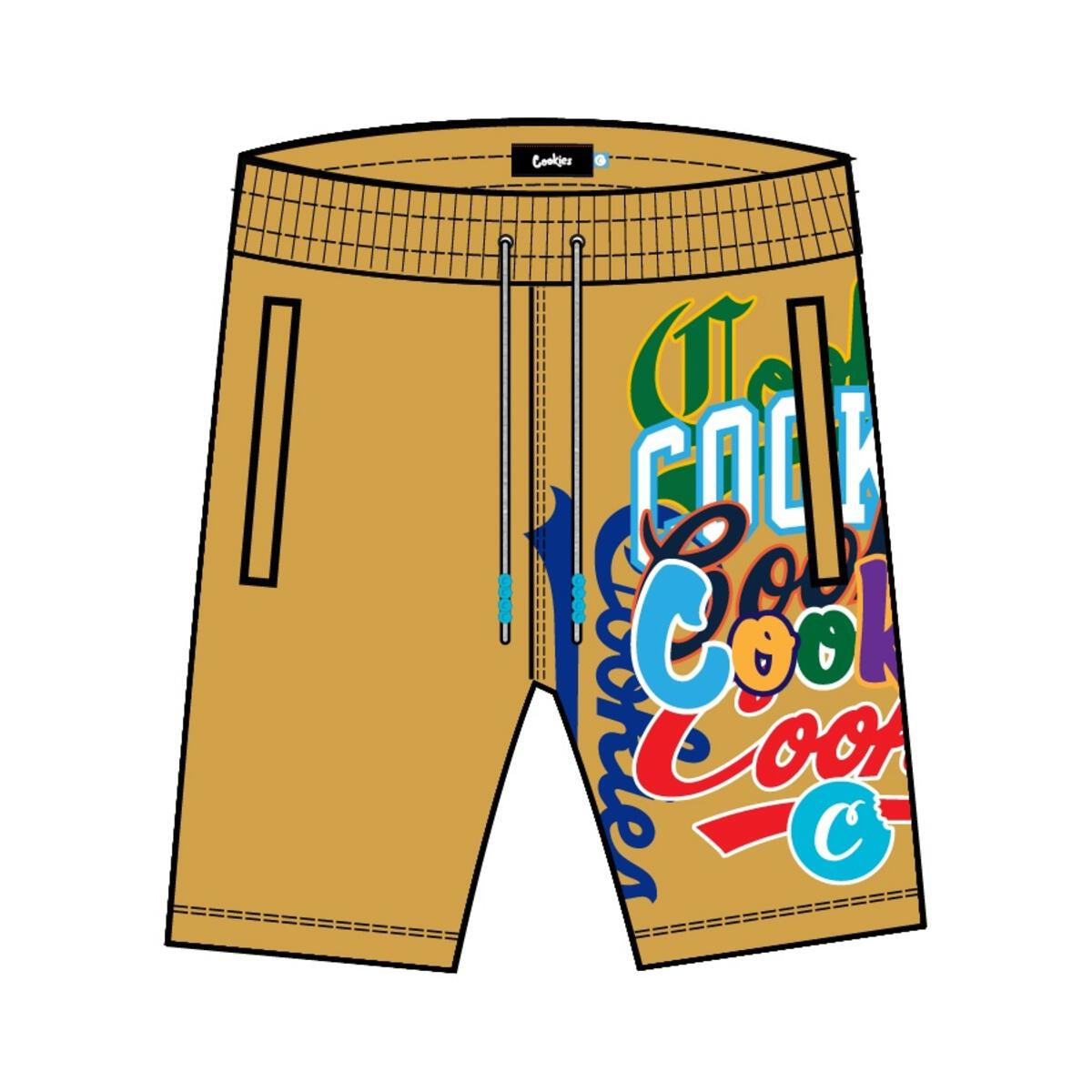 Comfortable and stylish Cookies Infamous Fleece Zipper Gold SweatShorts for men