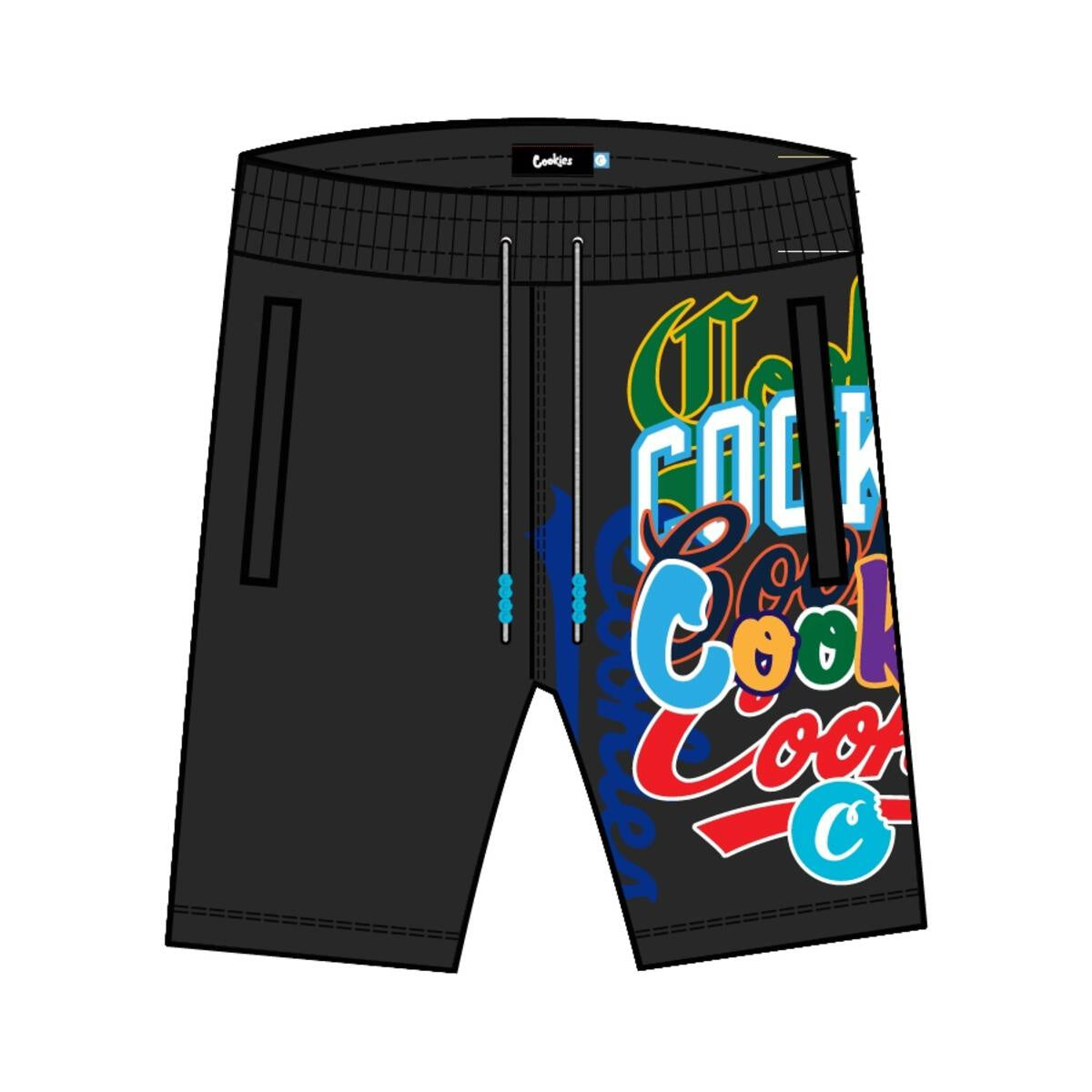 Black fleece zipper sweatshorts with the infamous Cookies logo embroidered