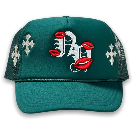 Drop Out "NY Chrome Kiss" Army Green Trucker Hat