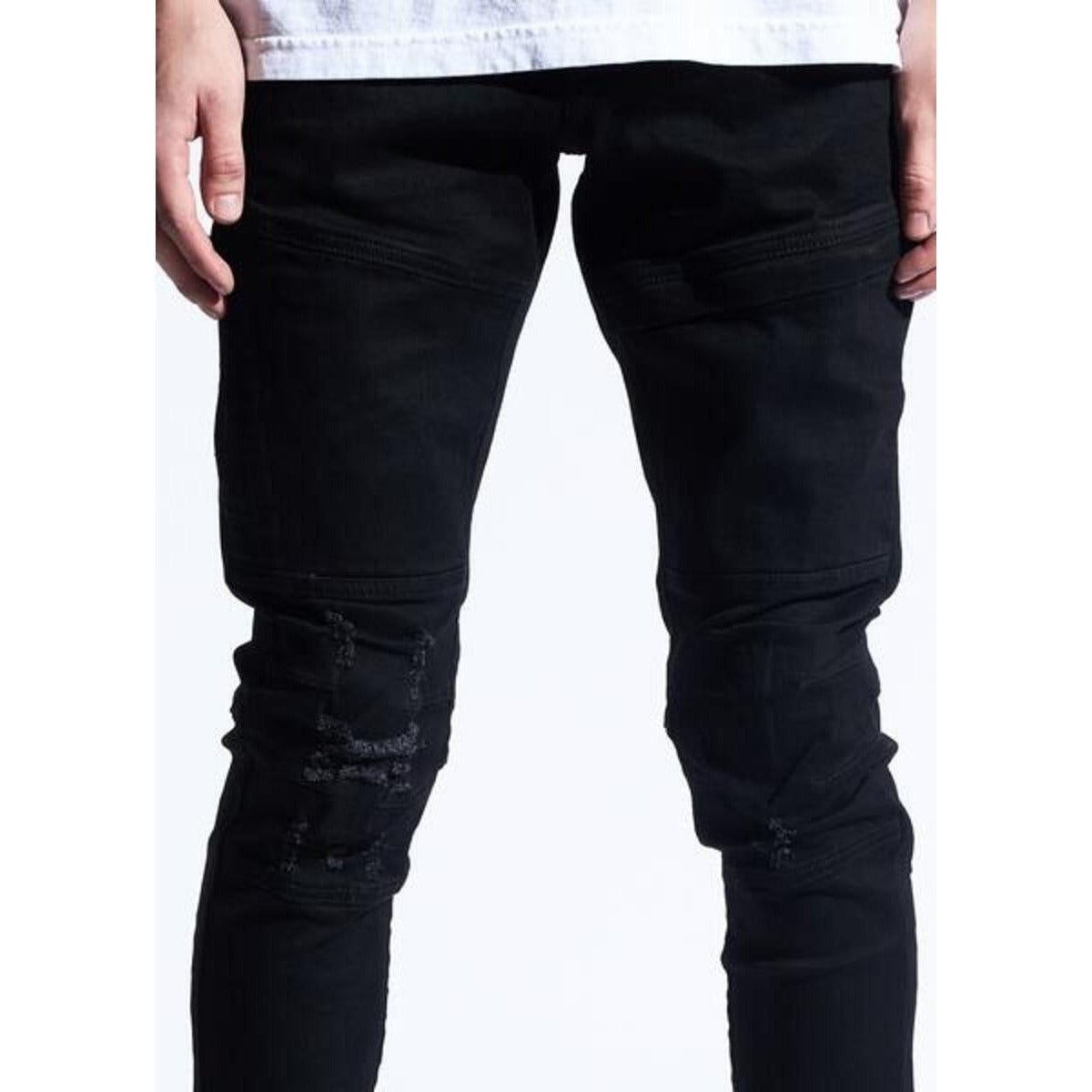 High-quality Crysp Denim Kurt Black Jeans (CRYF222-215) with unique distressed design