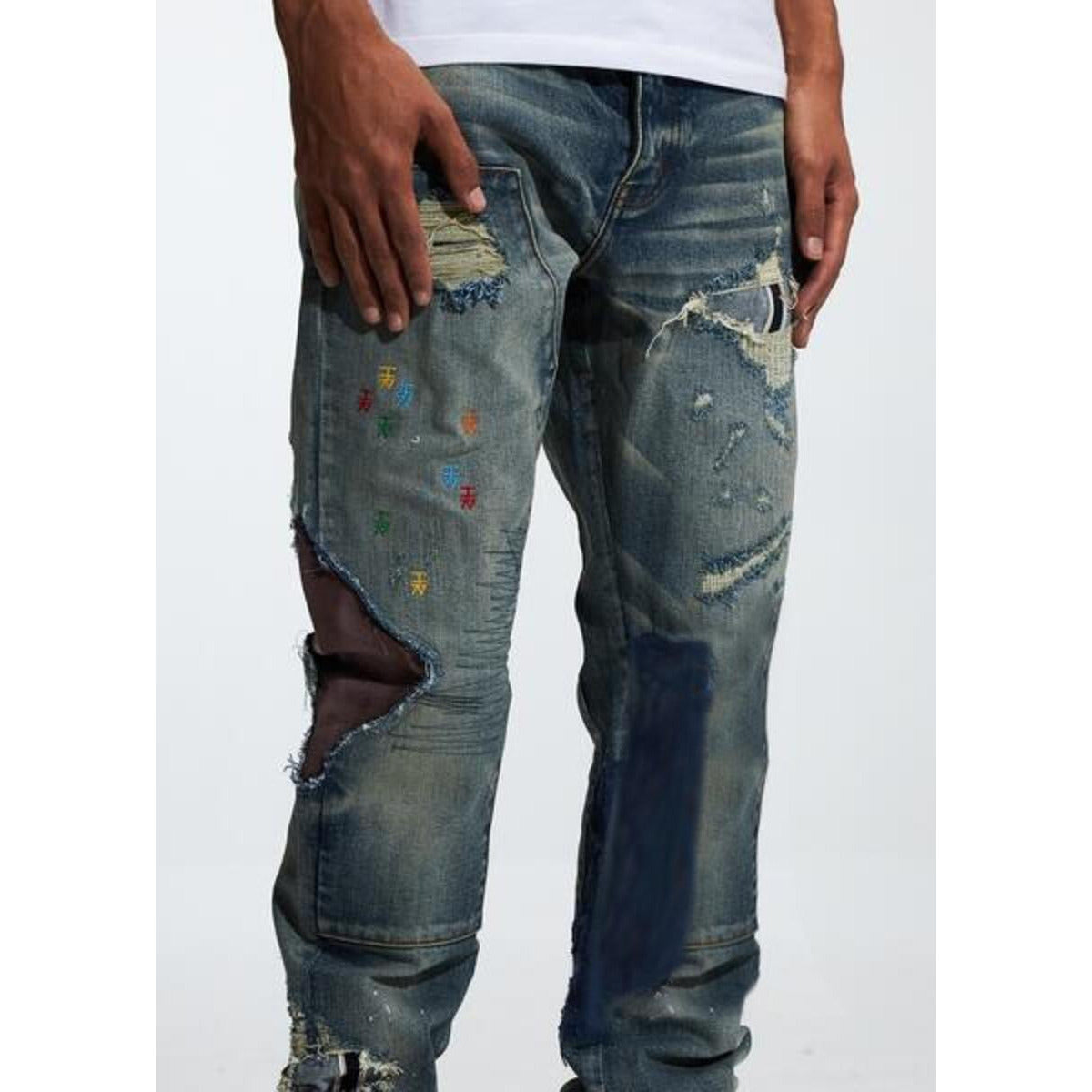 Trendy and stylish Embellish Campberg Ripped Denim Jeans for men