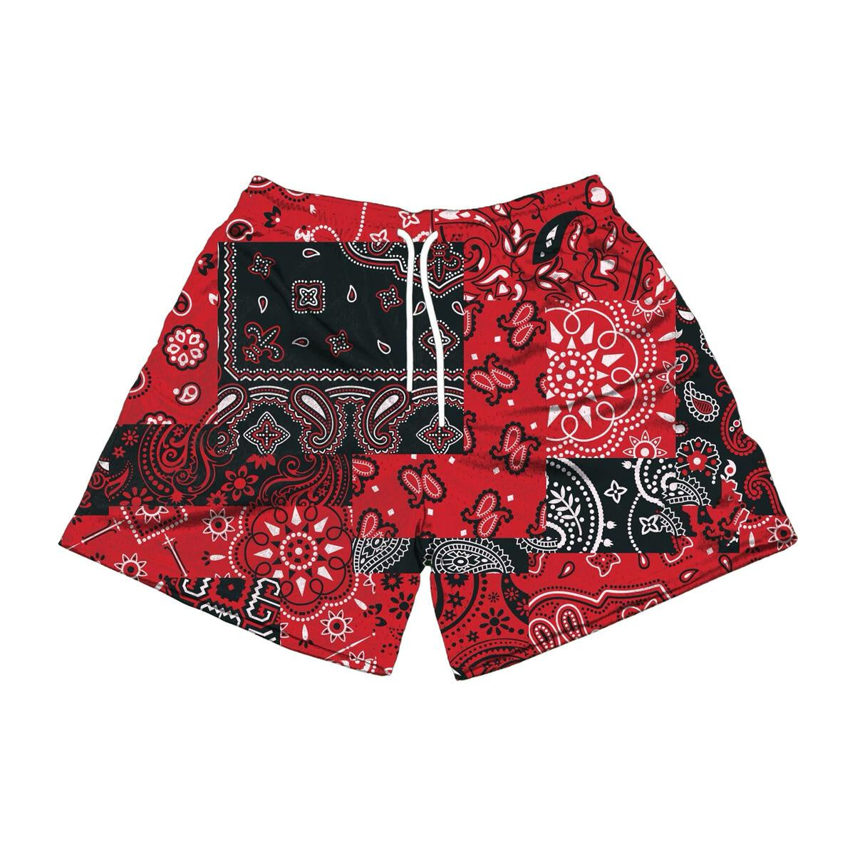 Stylish and comfortable red and black paisley chop shorts by The Edition Brand