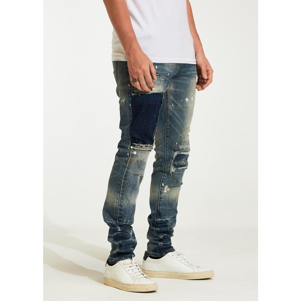 Fashionable Embellish Creed Indigo Ripped Jeans (EMBH22-206) for a trendy and edgy look