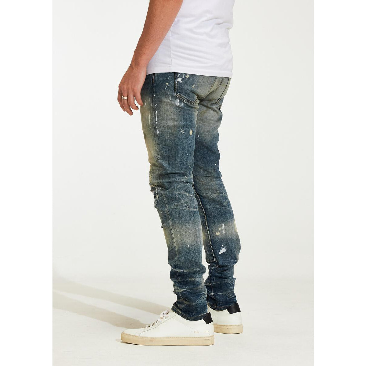 Stylish Embellish Creed Indigo Ripped Jeans (EMBH22-206) with distressed detailing