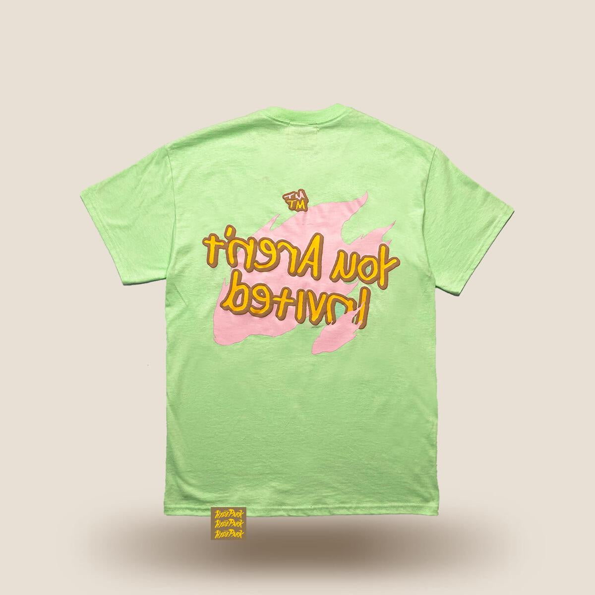 Hyde Park Mint Mojito Lime Tee - Front view of lime green tee with mint mojito design and Hyde Park logo