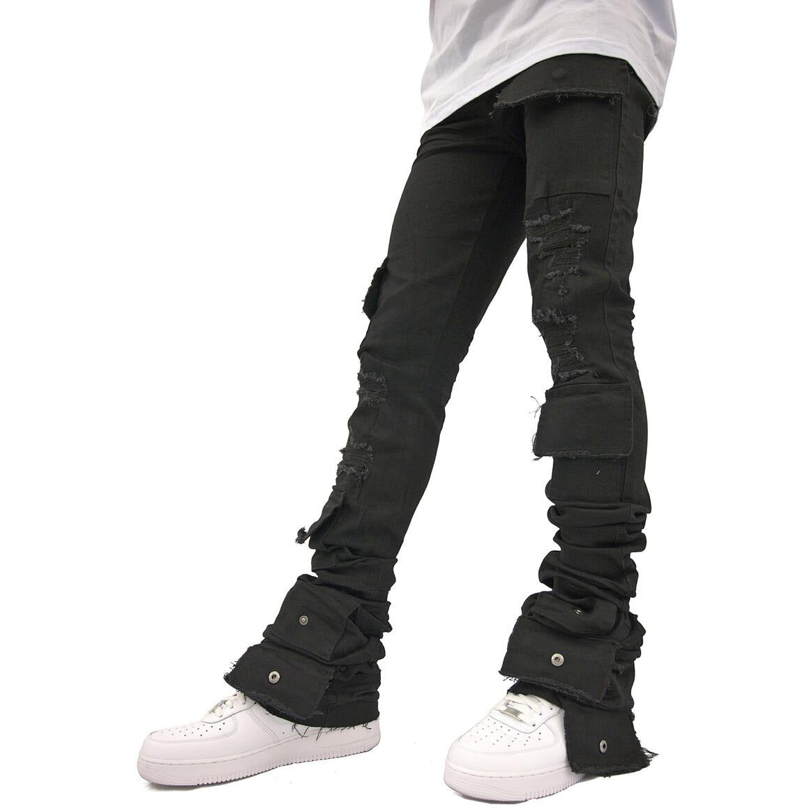 Si Tu Veux Jet Black Brutini Super-Stacked Jeans designed for a trendy and fashion-forward look
