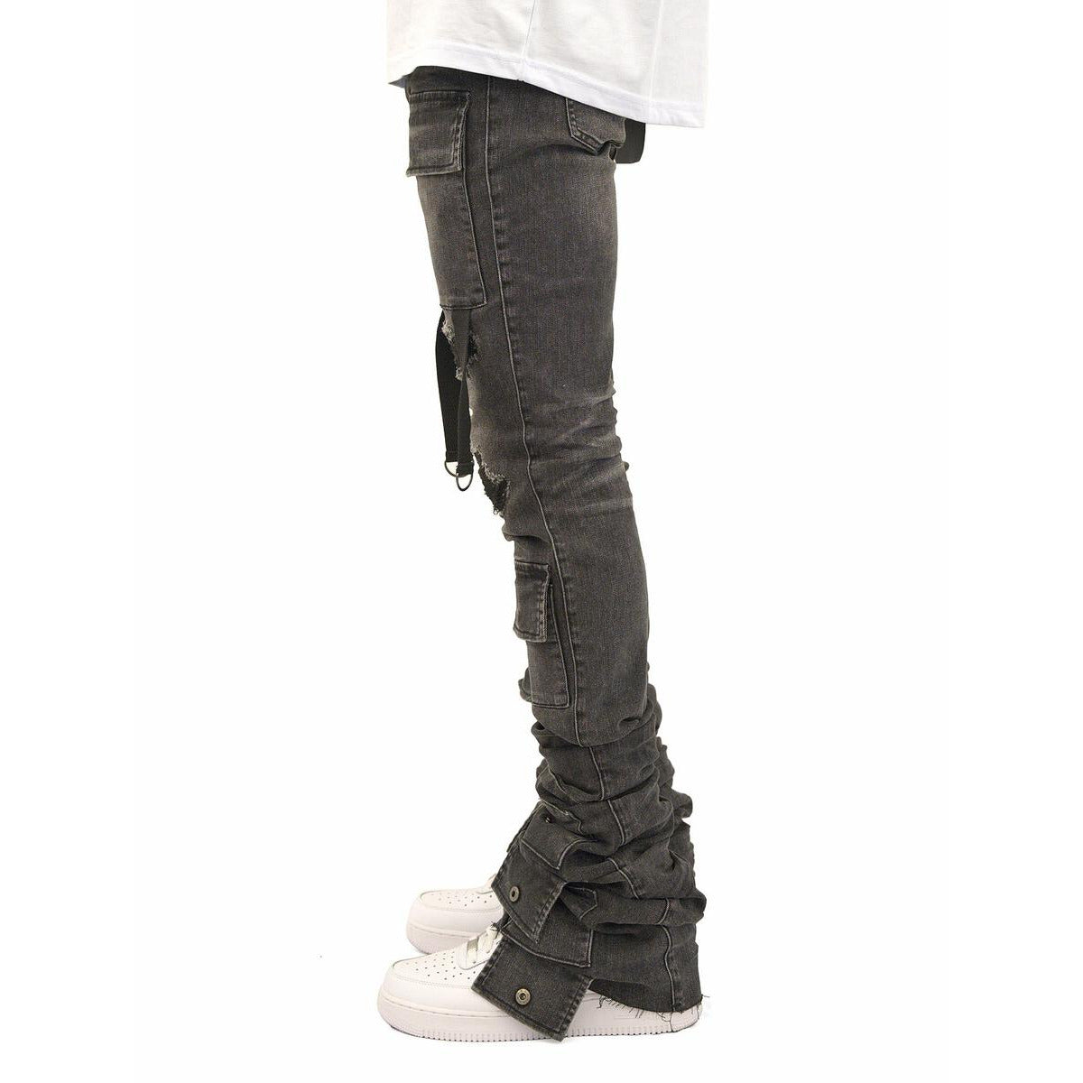 Si Tu Veux Black Wash Gunna Super-Stacked Jeans featuring a comfortable and modern design