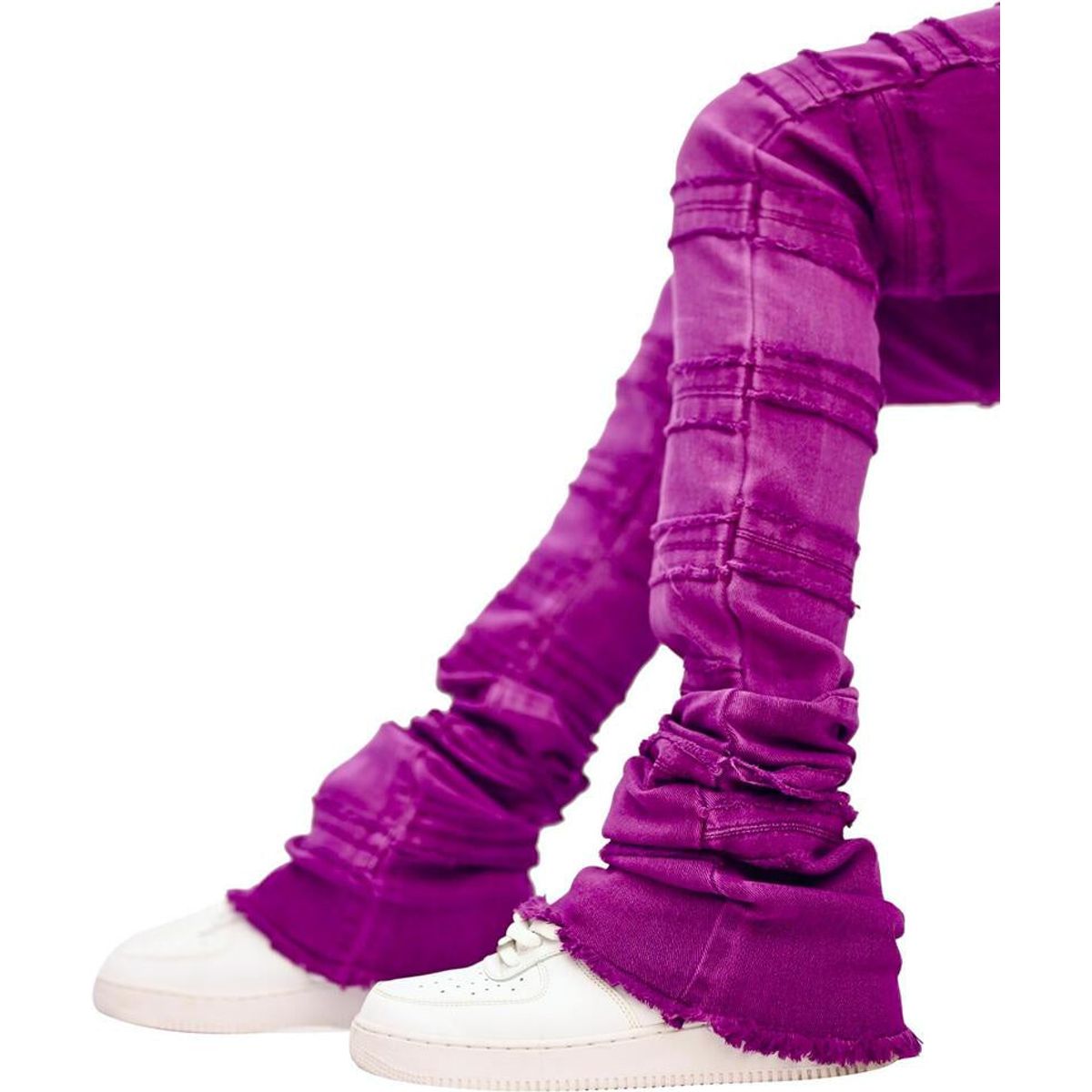 Doctrine Kill Joy Stacked Jeans in vibrant purple color with distressed details