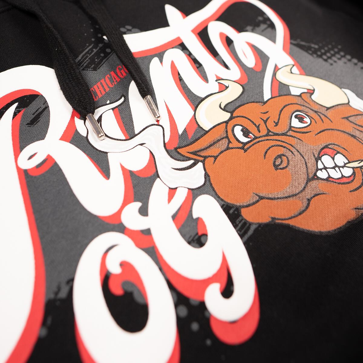 Side view of RUNTZ black hoodie with drawstring hood and front pocket