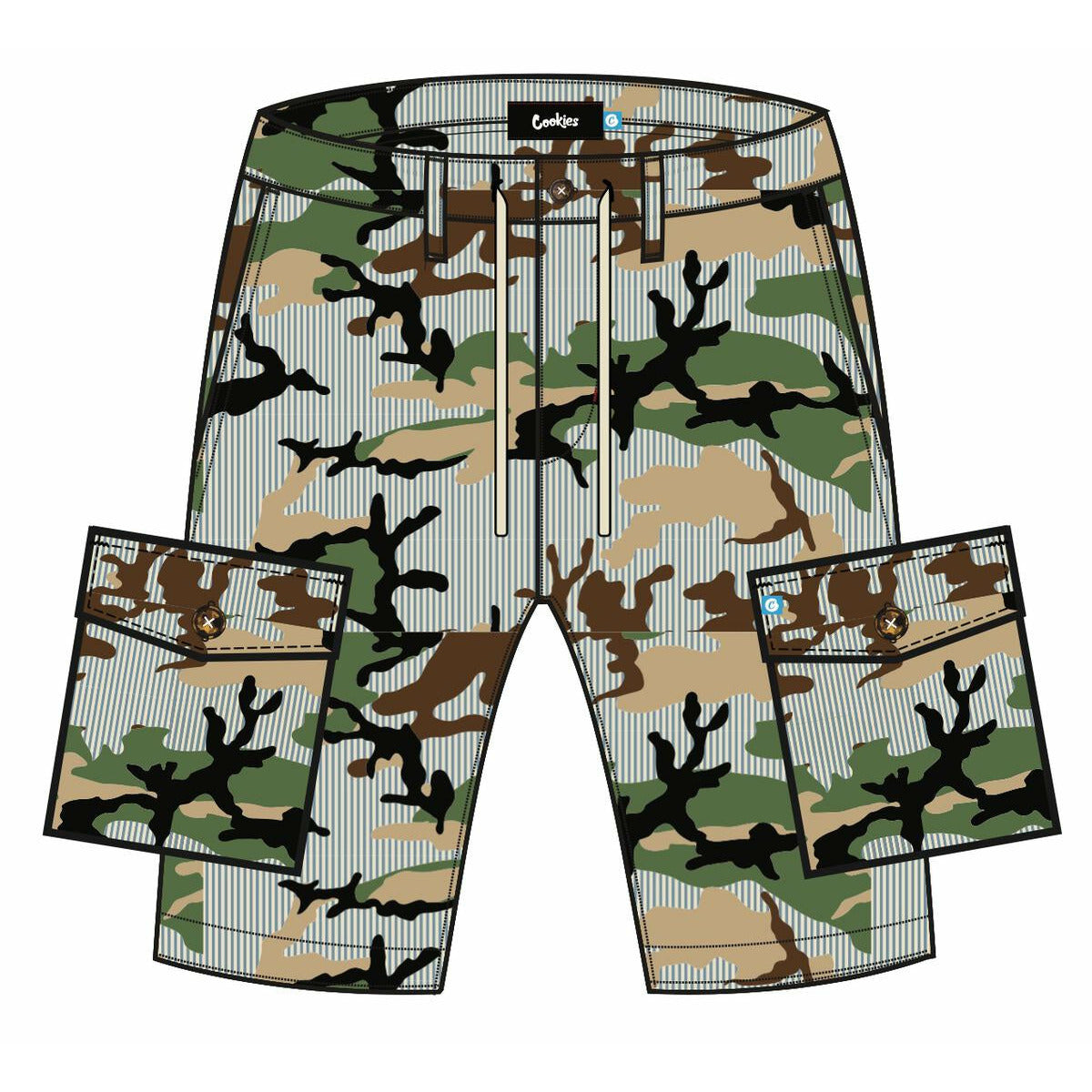 Cookies Blue Stripe Vintage Camo Cargo Shorts