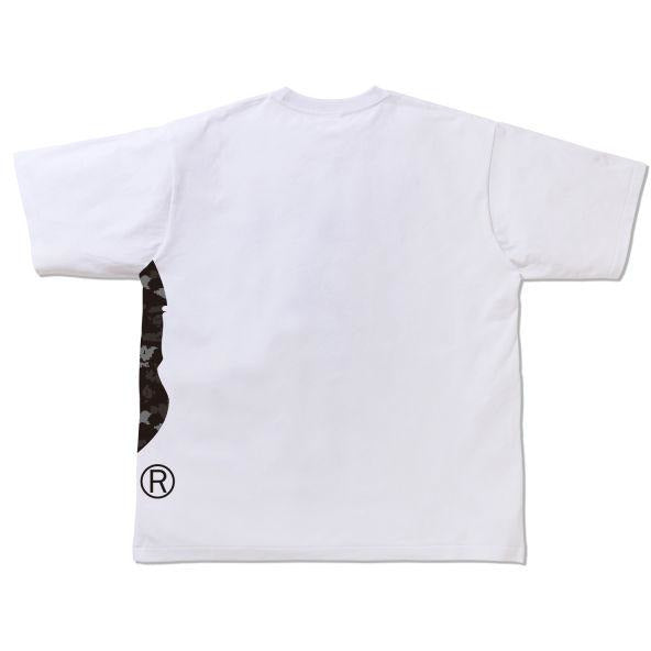 White and black Bape Digital Camo Side Ape Head Tee, showcasing a unique and stylish camo pattern with the iconic Bape Ape Head logo