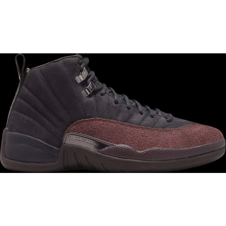 Black Jordan 12 Retro SP sneaker designed by A Ma Maniére (Women's) with style code DV6989-001, featuring premium materials and iconic design elements