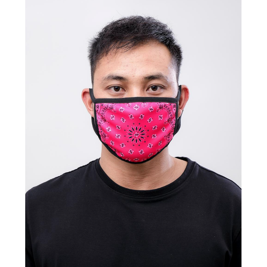 Close-up image of the Hudson Solid Paisley Face Mask in Pink, a stylish and protective accessory for personal health and safety during the COVID-19 pandemic