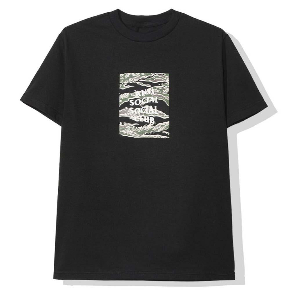 Black Tiger Camo Box Tee from Anti Social Social Club, showcasing the edgy design and cool vibe of the product