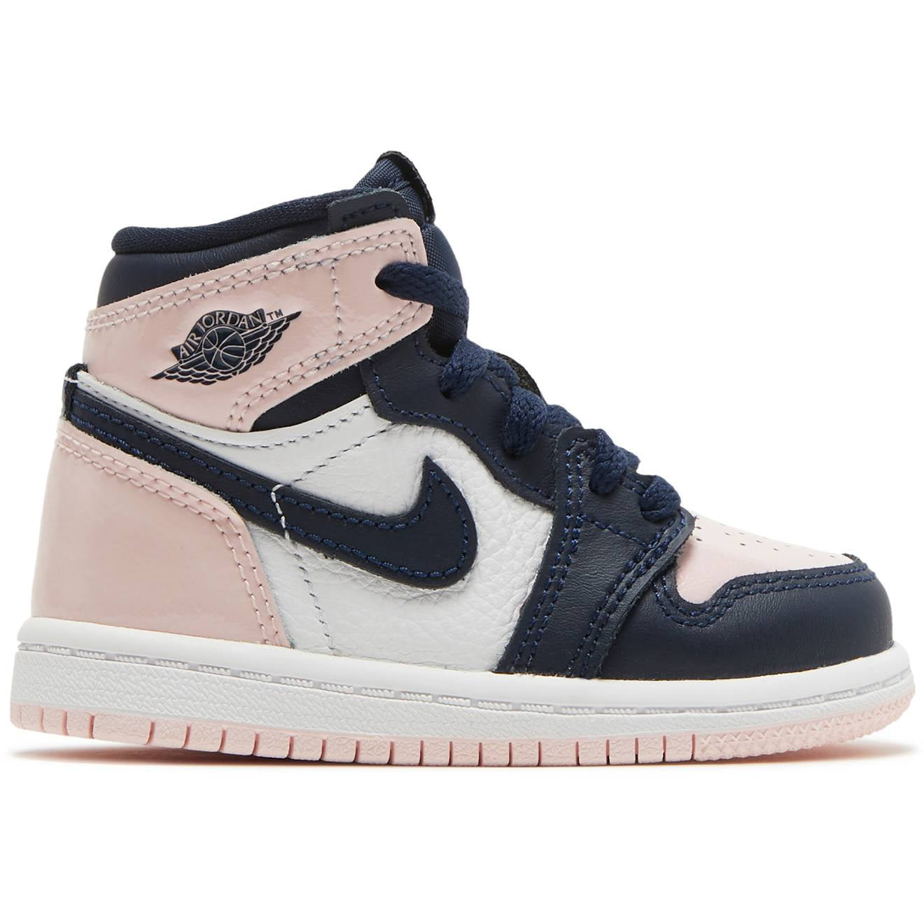 Close-up image of the Jordan 1 Retro High - OG Atmosphere (TD) toddler shoes in a stylish and trendy colorway, perfect for young sneaker enthusiasts