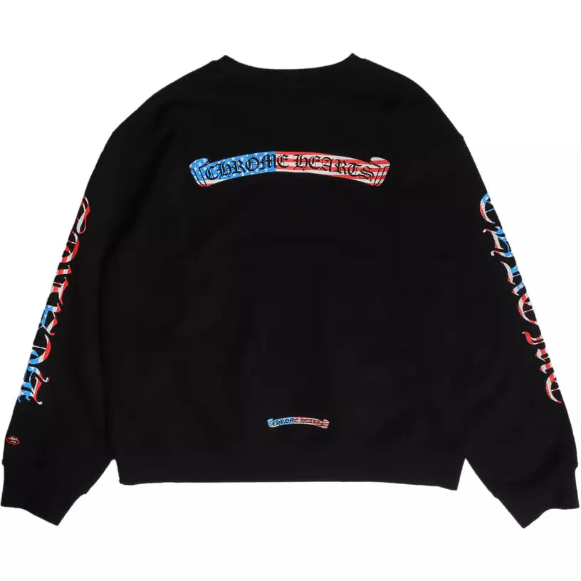 Black Chrome Hearts Matty Boy America Crewneck Sweatshirt with iconic cross design