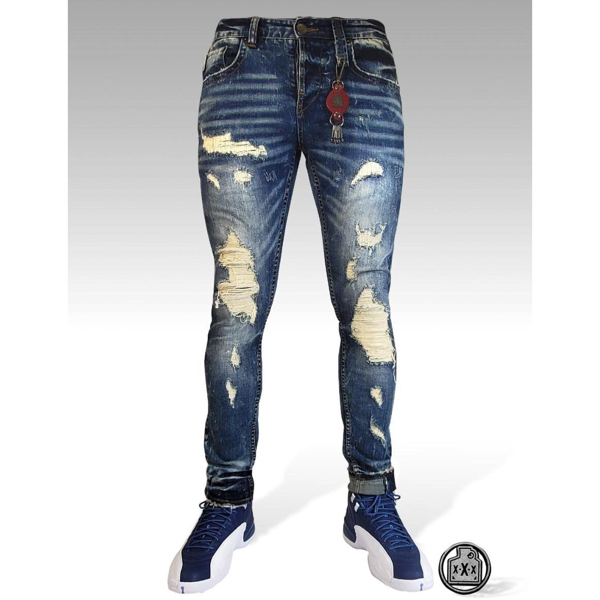Smuggler's Moon Phoenix Ripped Blue Jeans (SM-WB-5113)