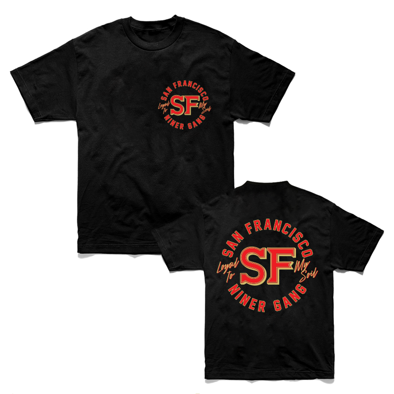 Black Loyal to My Soil Niner Gang tee with iconic team logo