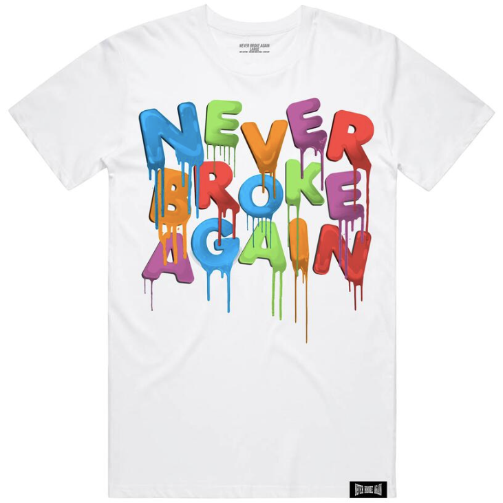 Never Broke Again Sept Drip White Tee - a high-quality, stylish and comfortable t-shirt perfect for any casual occasion or daily wear