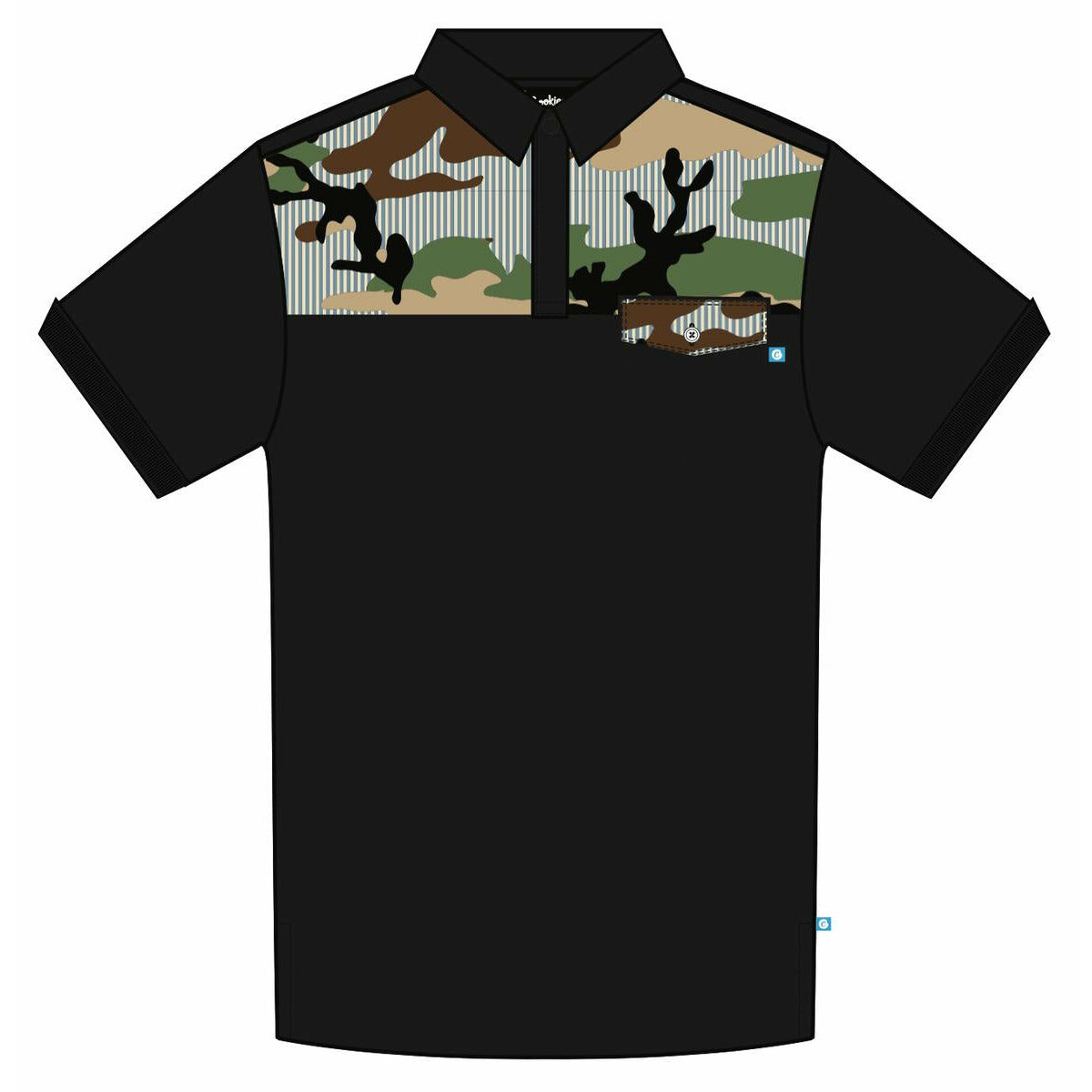 Cookies Black Vintage Camo Cotton Pique Polo