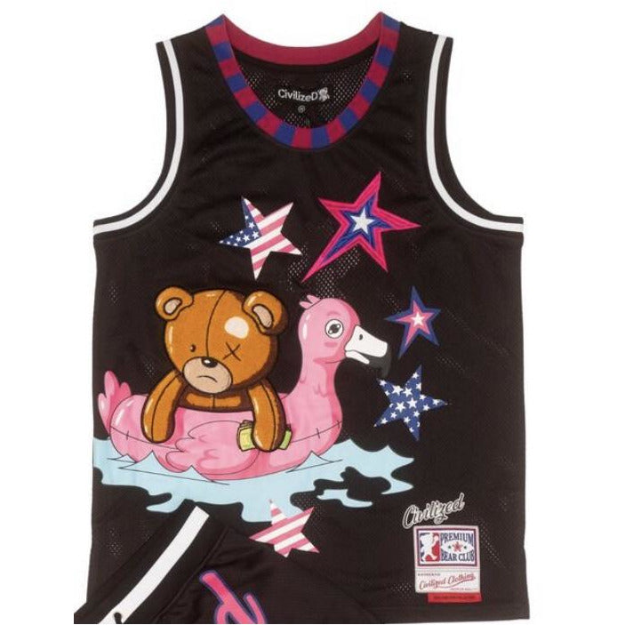 Black jersey with the image of an all-star bear, perfect for a civilized and stylish look