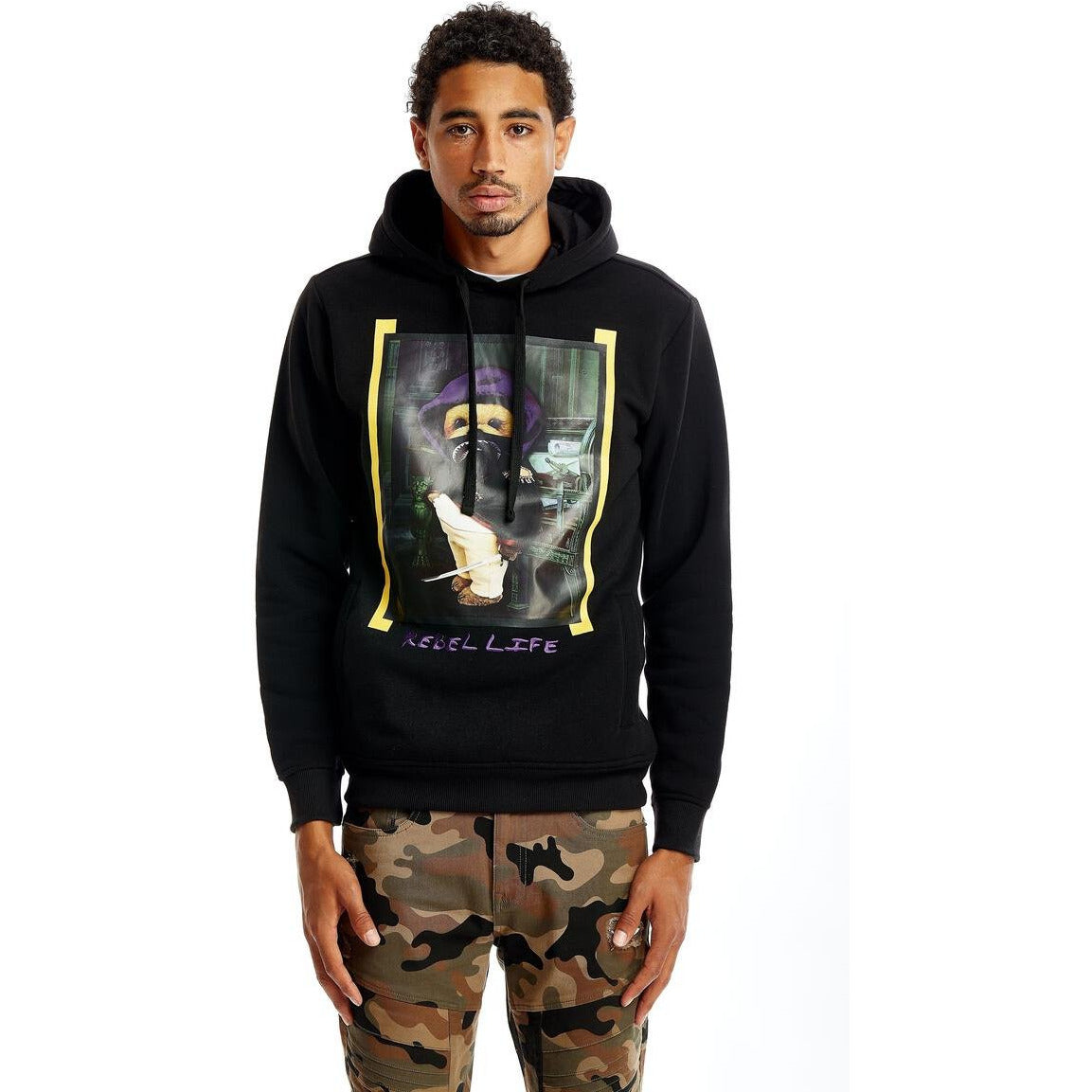 Rebel Minds Napoleon Portrait Black Hoodie (1A2-305) featuring iconic portrait design