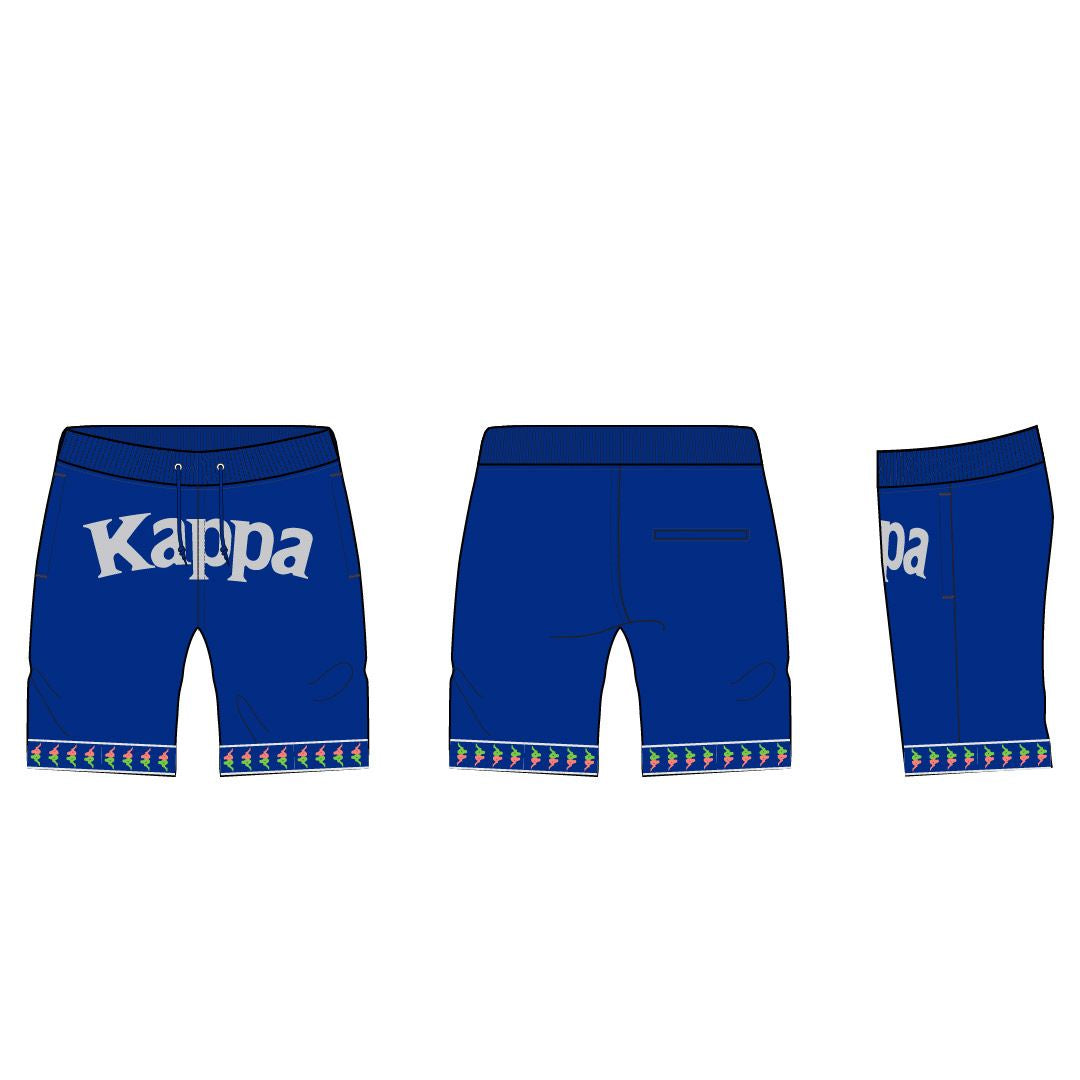 KIDS Kappa 222 Banda Calabash Blue/Green Shorts, comfortable and stylish activewear for children, featuring the iconic Kappa logo and vibrant color scheme