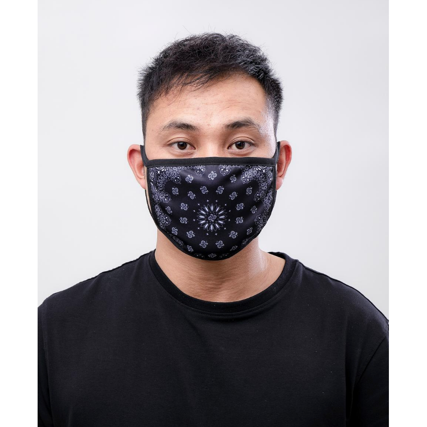 Hudson Solid Paisley Face Mask Black