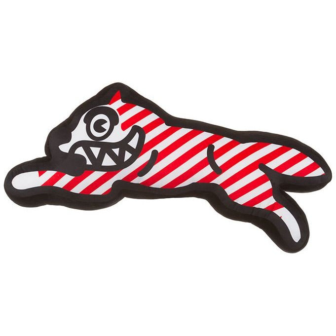 Alt text: Colorful ice cream striped bass pillow with intricate details and vibrant design