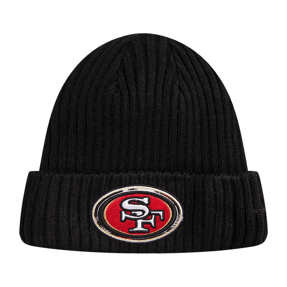 Black San Francisco 49ers Pro Prep Knit Beanie with Pro Standard logo