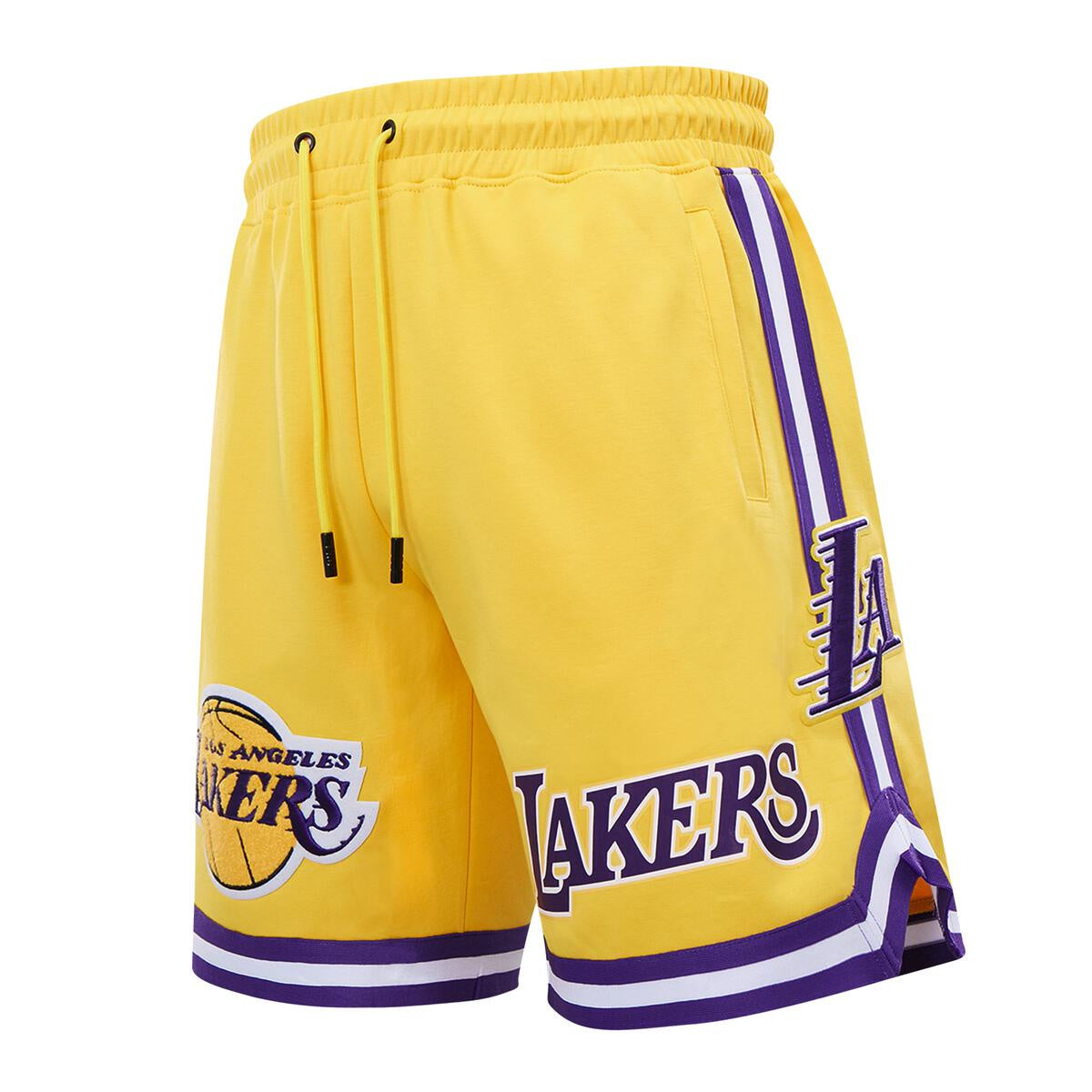 Official Pro Standard Los Angeles Lakers Logo Pro Team Yellow Short, perfect for fans and supporters of the NBA team