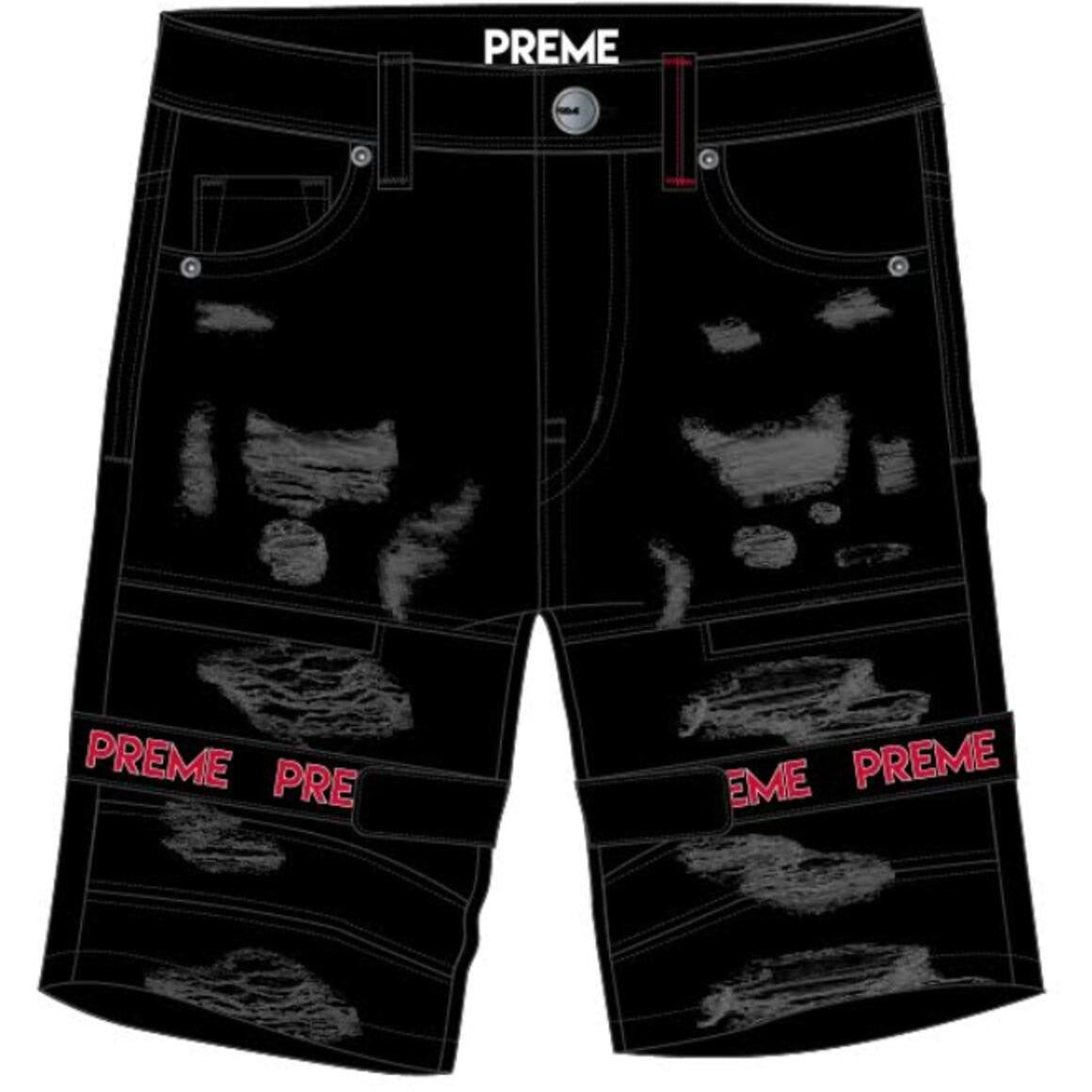 High-quality Preme Shorts Buffalo Black with Red Strap, perfect for workouts and casual wear