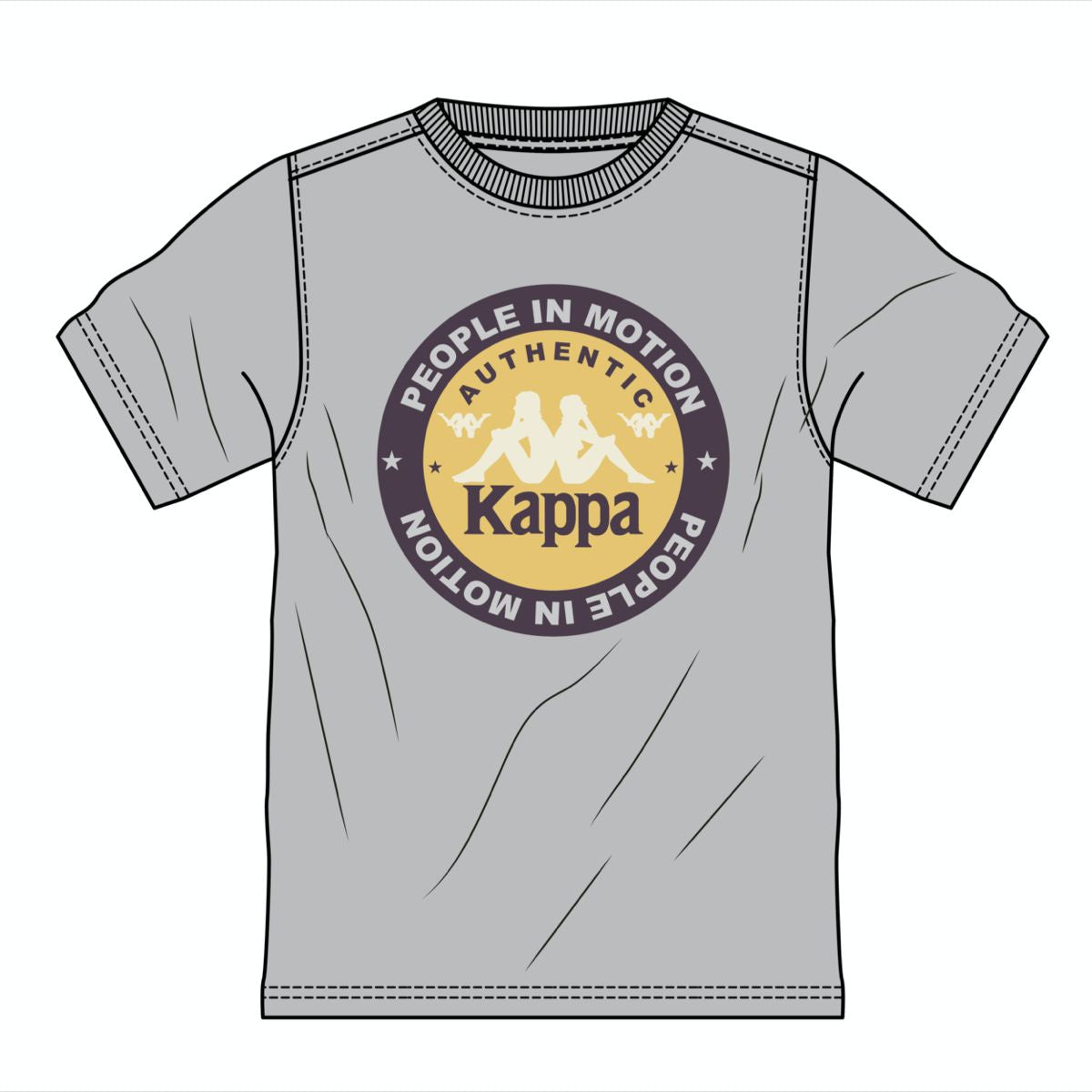 Kappa Grey-Violet Authentic Franeker Tee (36167HW-A2Z) - stylish and comfortable t-shirt in grey and violet color with Kappa logo
