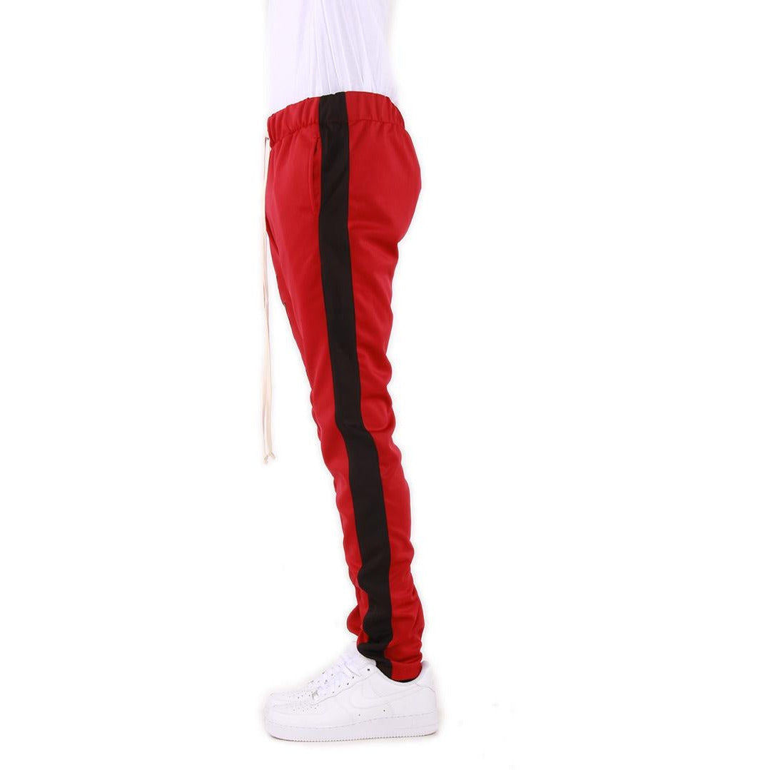 Men's EPTM Red Track Pants with Black Stripe (EP7971) for athletic wear and casual outfits