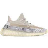 The image shows the adidas Yeezy Boost 350 V2 in the Ash Pearl colorway, featuring a knit upper and Boost cushioning for ultimate comfort and style