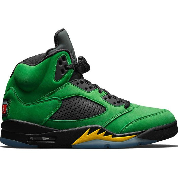 Air Jordan 5 Retro - SE Oregon sneakers in black and yellow colorway, featuring premium materials and iconic Jordan brand detailing