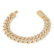 King Ice 12MM Iced Diamond Cut Miami Cuban Bracelet 8'' - Gold