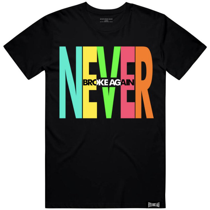 Never Broke Again 'Never' Black Tee - Men's Short Sleeve Shirt for Streetwear Fashion