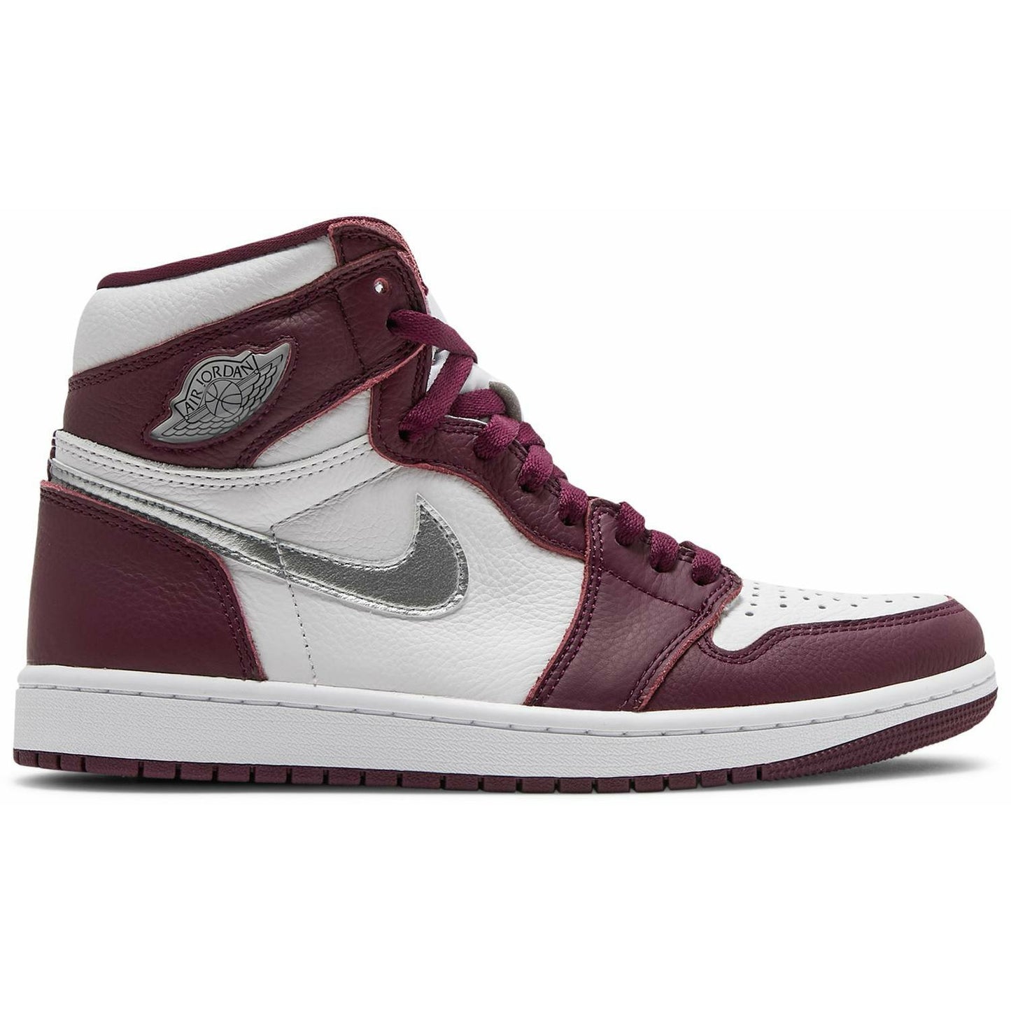 High-quality Jordan 1 Retro High OG Bordeaux sneakers in rich burgundy and white colorway