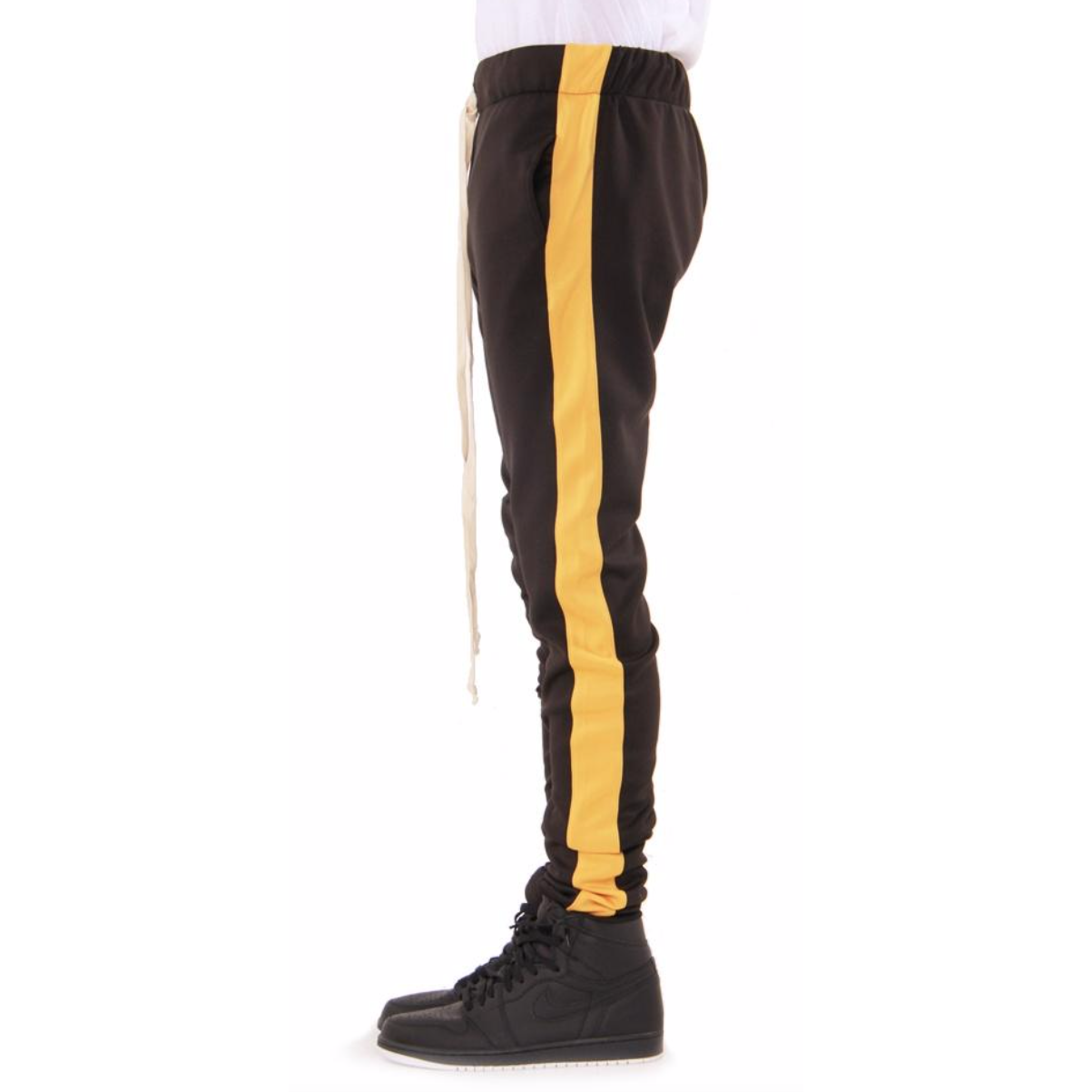 EPTM Black Track Pants w/Yellow Stripe (EP7908) with side pockets and drawstring waist
