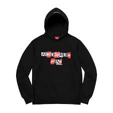 Black Supreme Antihero Hooded Sweatshirt with graphic print and logo details