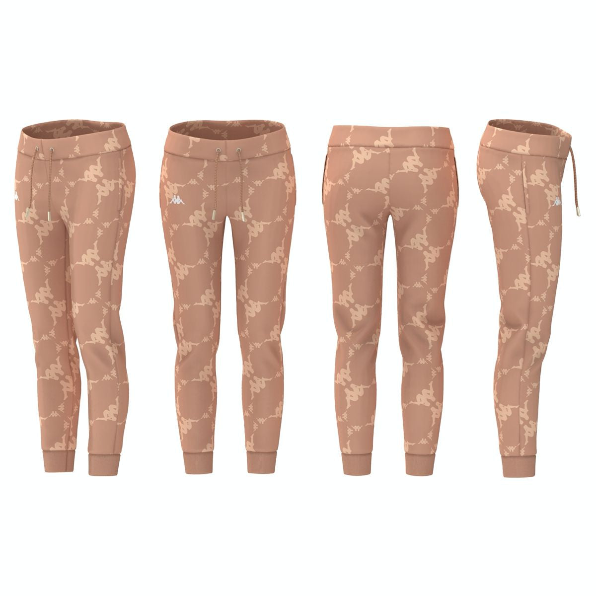 Full-length women's Kappa Peach/Pink Authentic Elosia Joggers with brand logo detail
