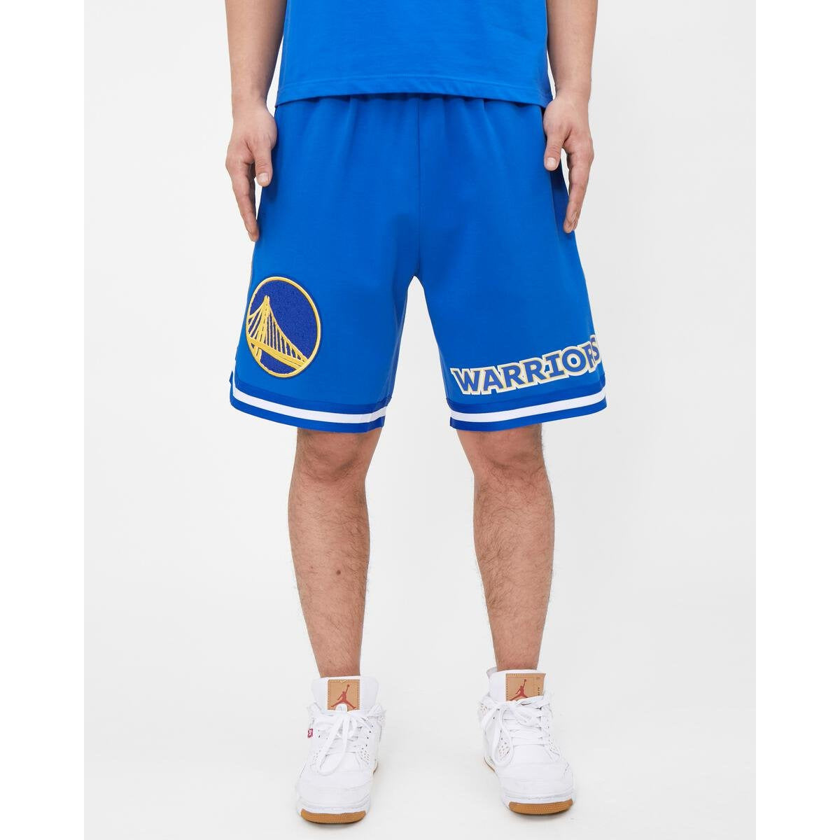 Pro Standard Golden State Warriors Pro Team Shorts - Blue (BGW351857) featuring official team logo and colors, perfect for fans to show support during games and workouts