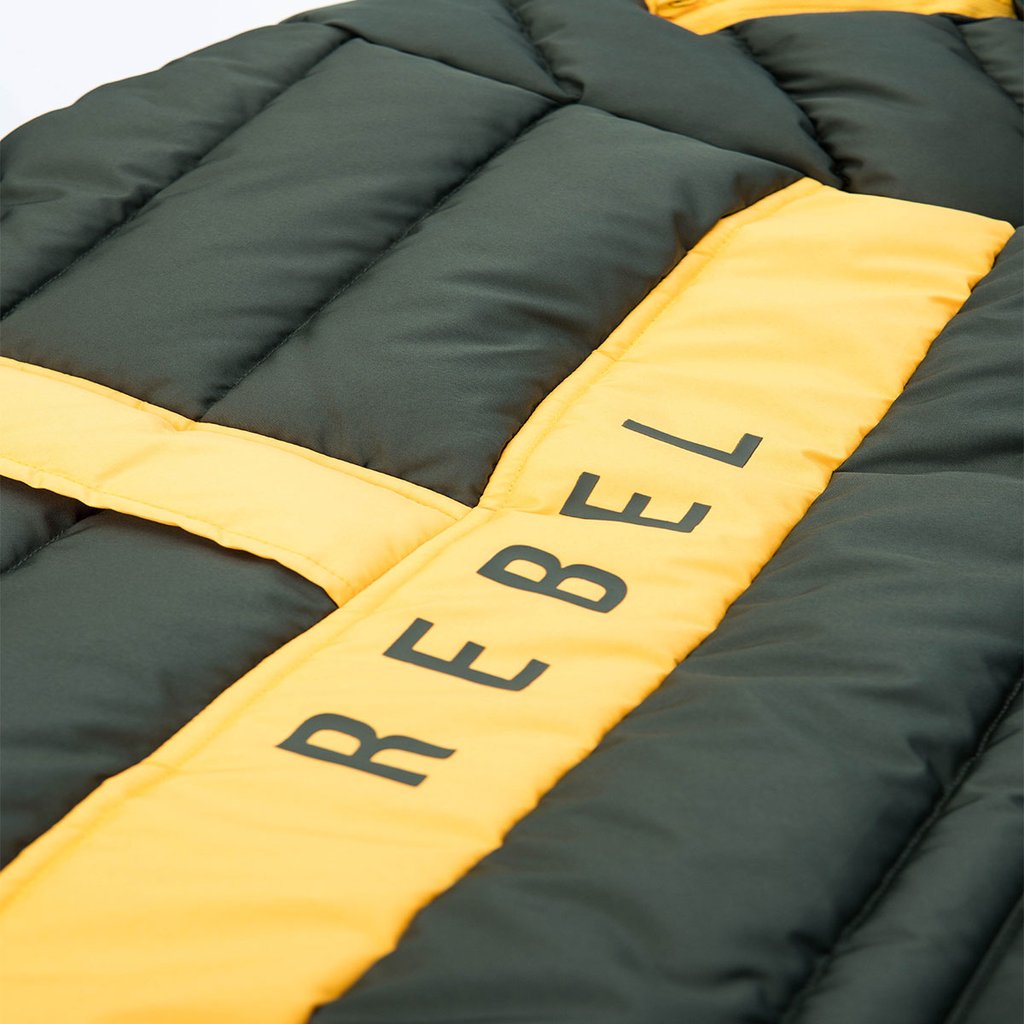 Water-Resistant Olive Bubble Anorak Hooded Jacket with Adjustable Drawstrings