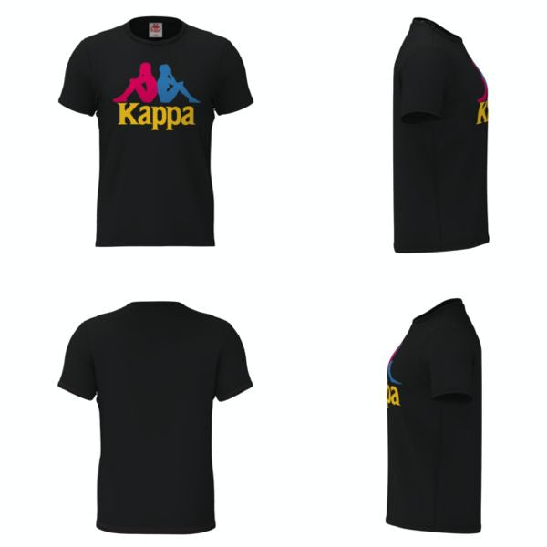 KIDS Kappa Authentic Estessi Tee in black, fuchsia, blue, and yellow colors, perfect for active children's wear