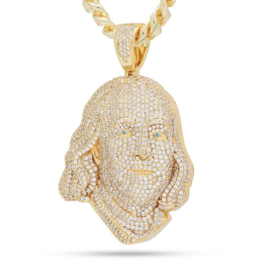 King Ice Benjamin Franklin Gold Necklace
