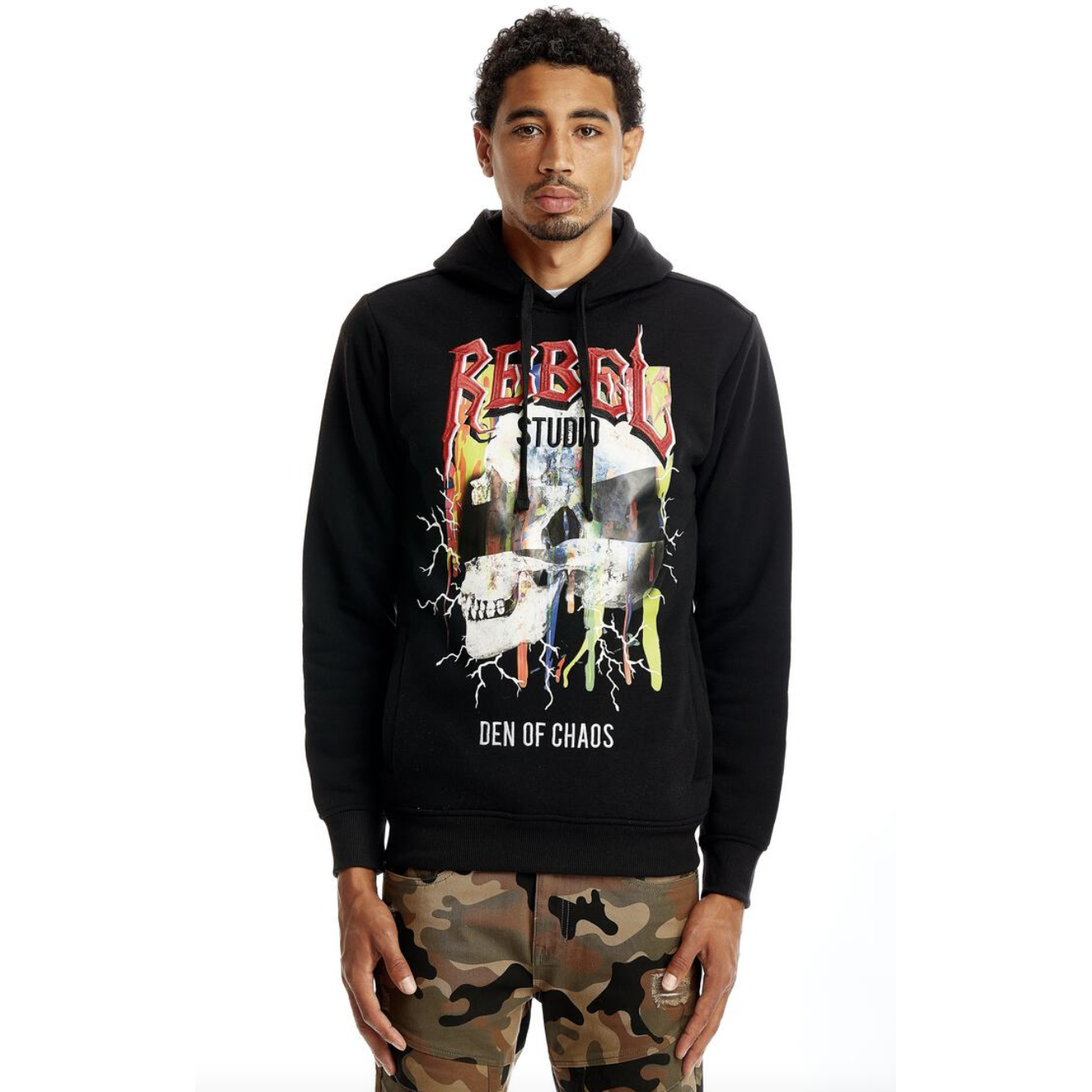 Black Rebel Minds Rebel Skull Pullover Hoodie with edgy skull design and comfortable fit
