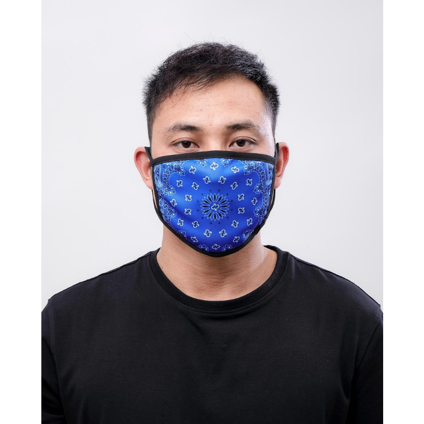 Hudson Solid Paisley Face Mask in Royal Blue
