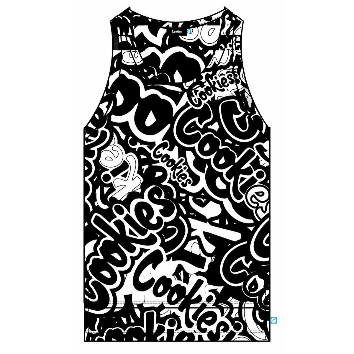 White and black tank top jersey with Stack It Up design, perfect for casual wear and lounging at home