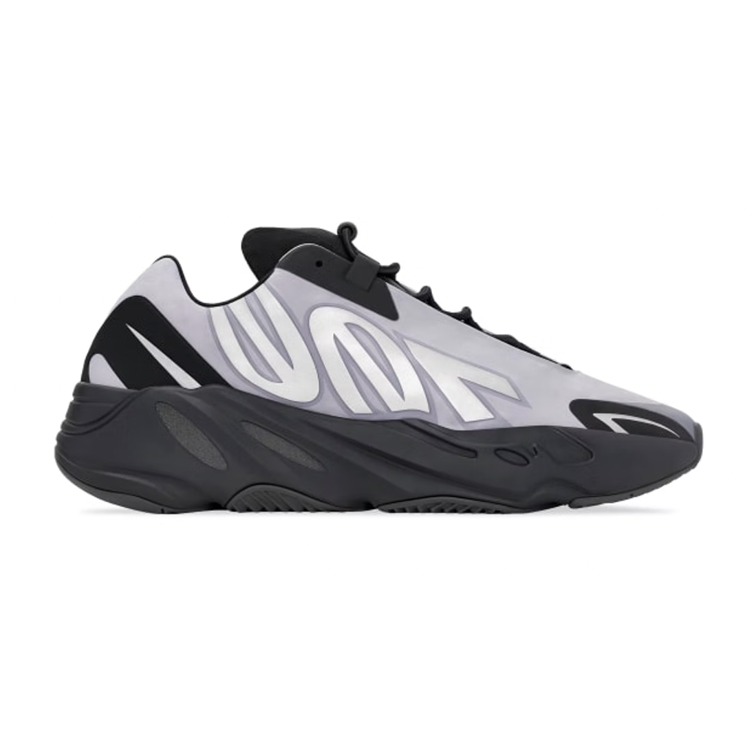 Adidas Yeezy Boost 700 MNVN - Geode sneaker in grey, showcasing reflective details and bold branding